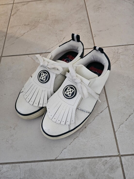 G/FORE Shoes - G/FORE White Women Leather Slip-On Sneakers with Fringe and Logo